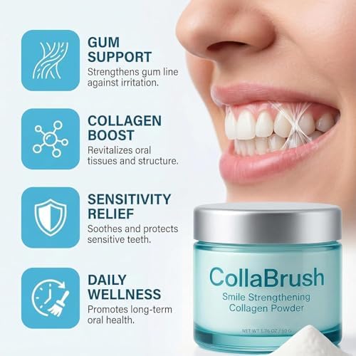 Collagum Smile Polvo de Colágeno Fortalecedor para Dientes - Pasta Dental con Hidroxiapatita, Cuidado de Encías y Esmalte, Sin Flúor, Fórmula Suave - imagen 2