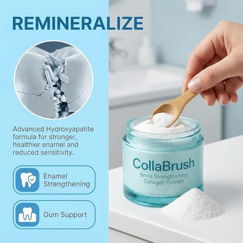 Collagum Smile Polvo de Colágeno Fortalecedor para Dientes - Pasta Dental con Hidroxiapatita, Cuidado de Encías y Esmalte, Sin Flúor, Fórmula Suave - imagen 3