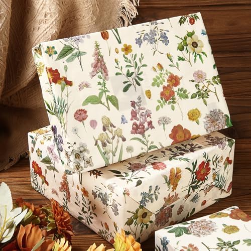 Papel de Seda Floral SUMMORO, 100 Hojas, Impresión Acuarela de Flores Silvestres, 20 x 14 Pulgadas, Ideal para Regalos, Bodas y Manualidades - imagen 3