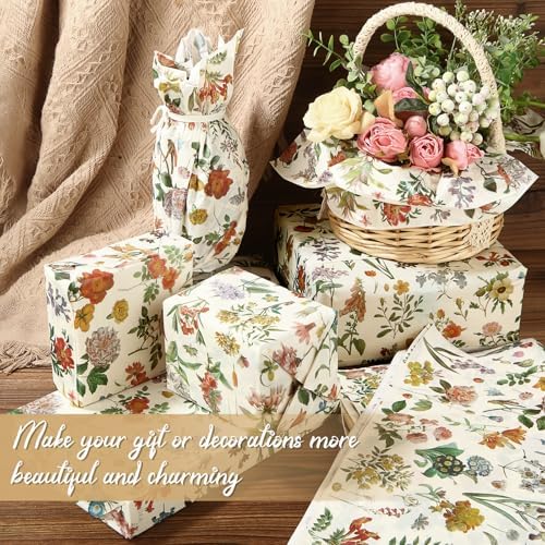 Papel de Seda Floral SUMMORO, 100 Hojas, Impresión Acuarela de Flores Silvestres, 20 x 14 Pulgadas, Ideal para Regalos, Bodas y Manualidades - imagen 4