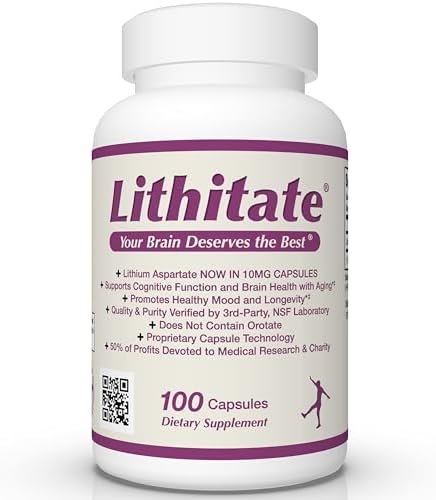 Lithitate Aspartato de Litio 10mg | Apoya la Función Cognitiva y la Salud Cerebral | Certificado NSF | Promueve Claridad Mental, Buen Humor y - imagen 1