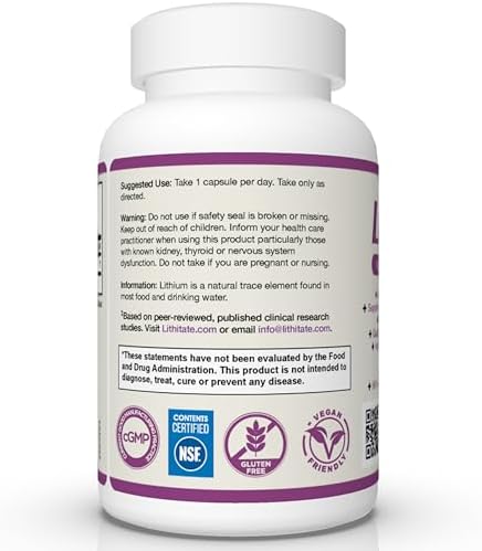 Lithitate Aspartato de Litio 10mg | Apoya la Función Cognitiva y la Salud Cerebral | Certificado NSF | Promueve Claridad Mental, Buen Humor y - imagen 7