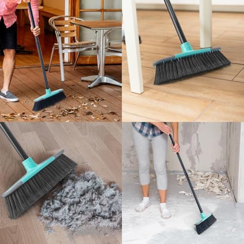 Escoba KeFanta para Barrer Interiores, Mango Largo de 55, Escoba de Cerdas Suaves para Limpiar Pisos, Cocina, Garage, Madera, Lobby, Patio y Jardín - imagen 2