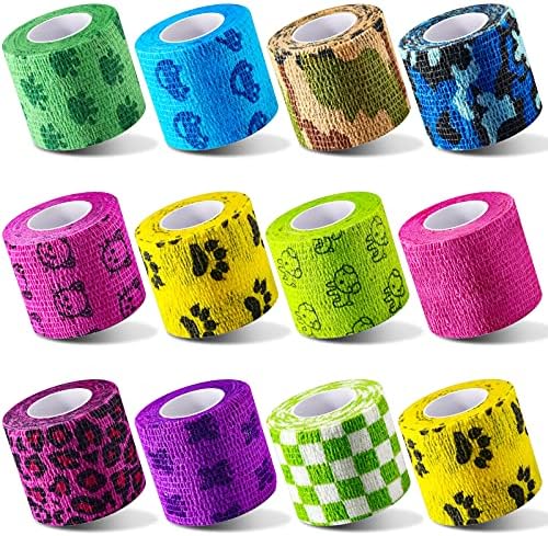 12 Piezas de Venda Cohesiva Autoadhesiva de 2 Pulgadas para Veterinarios, Tatuajes y Deportes - Cinta Elástica para Muñeca, Tobillo y Mascotas - imagen 1