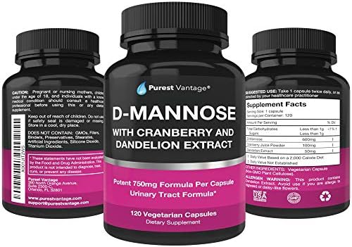 Cápsulas Purest Vantage de D-Mannose 600mg - Con Extracto de Arándano y Diente de León para Apoyo a la Vejiga y Tracto Urinario - 120 Veggie Caps - imagen 4