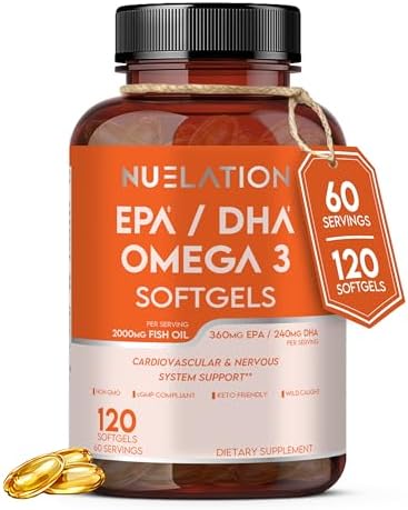 Aceite de Pescado Omega 3 2000mg - Suplemento para la Salud del Corazón y Funciones Cerebrales - No GMO, Sin Gluten, Keto - 60 Porciones, 120 - imagen 1