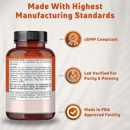 Aceite de Pescado Omega 3 2000mg - Suplemento para la Salud del Corazón y Funciones Cerebrales - No GMO, Sin Gluten, Keto - 60 Porciones, 120 - imagen 5