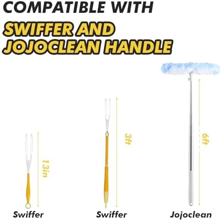 Mango Extensible de 6 pies con 10 Recargas, Compatible con Swiffer, Paños Desechables de Microfibra para Limpiar Techos, Ventiladores y Áreas - imagen 5
