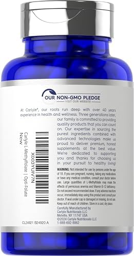 Carlyle L Methylfolato 400 mcg | 120 Cápsulas Vegetarianas | Suplemento Optimizado y Activado | Sin OGM y Libre de Gluten | por Opti-Folate - imagen 3