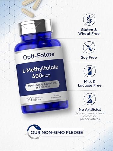 Carlyle L Methylfolato 400 mcg | 120 Cápsulas Vegetarianas | Suplemento Optimizado y Activado | Sin OGM y Libre de Gluten | por Opti-Folate - imagen 5