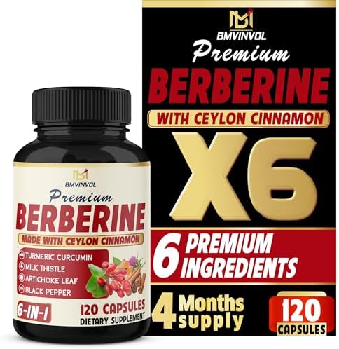 Suplemento BMVINVOL 6 en 1 de Berberina con Canela de Ceilán, Cúrcuma, Cardo Mariano, Alcachofa y Pimienta Negra - 120 Cápsulas para 4 Meses - imagen 1