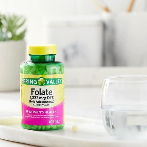 Suplemento Dietético Spring Valley Folato 1,333 mcg DFE, Ácido Fólico 800 mcg, 400 Tabletas - Salud Femenina, Metabolismo y Corazón - Paquete con - imagen 5