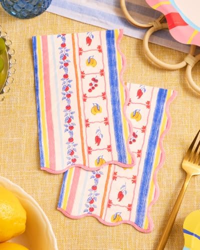 Servilletas Italianas Capri xo, Fetti - 25 Servilletas de Papel | Fiesta de Verano, Floral, Despedida de Soltera, Amalfi, Limón, Compromiso, Rayas - imagen 4