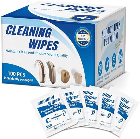 Toallitas de Limpieza para Audífonos - Paquete de 100 Unidades, Toallitas Individualmente Empacadas para Audífonos, Amplificadores y Más - imagen 1