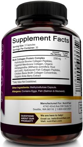 NutriFlair Multi Colágeno Péptidos 2250mg, 90 Cápsulas - Tipos I, II, III, V, X - Suplemento de Colágeno para Mujeres y Hombres - Proteína - imagen 7