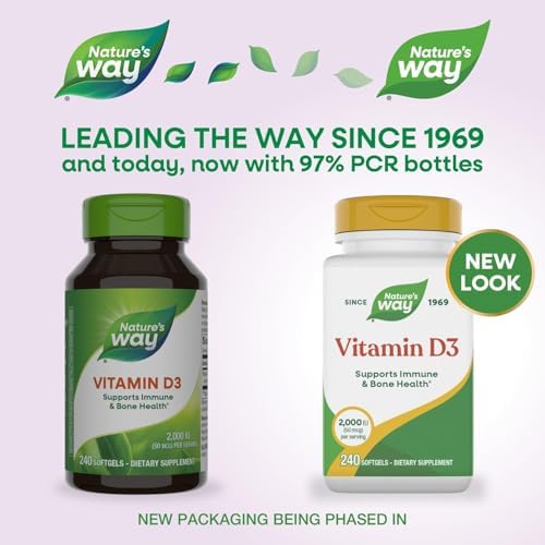 Vitamina D3 Extra Fuerte de Nature's Way, 2000 IU (50 mcg por porción), 240 Softgels, Apoya la Salud Ósea y Función Inmunológica* - imagen 2