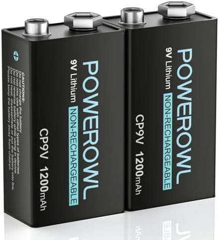 Baterías de Litio POWEROWL 9V, 1200mAh No Recargables para Detectores de Humo y Alarmas de Incendio - Paquete de 2 - imagen 1