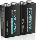 Baterías de Litio POWEROWL 9V, 1200mAh No Recargables para Detectores de Humo y Alarmas de Incendio - Paquete de 2 - imagen 1