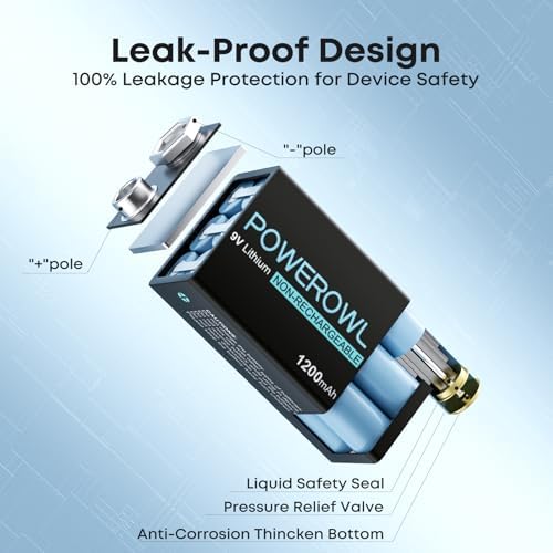 Baterías de Litio POWEROWL 9V, 1200mAh No Recargables para Detectores de Humo y Alarmas de Incendio - Paquete de 2 - imagen 3