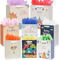 Bolsa de Regalo UOKHO para Cumpleaños con Asa y Papel de Seda, 8 Pzs de Bolsas Reutilizables en Tamaños y Diseños Variados, Grande, Mediana y Pequeña - imagen 1