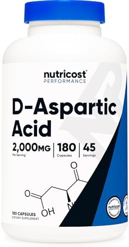 Cápsulas de Ácido D-Aspártico Nutricost 2000mg por Porción (180 Cápsulas) - Suplemento No GMO - imagen 1
