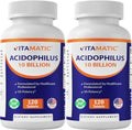 Vitamatic 2 Paquetes de Probióticos Acidophilus - 10 Mil Millones de UFC - 120 Tabletas - 5X Potencia - Suplemento Probiótico Diario, Apoya la Salud - imagen 1
