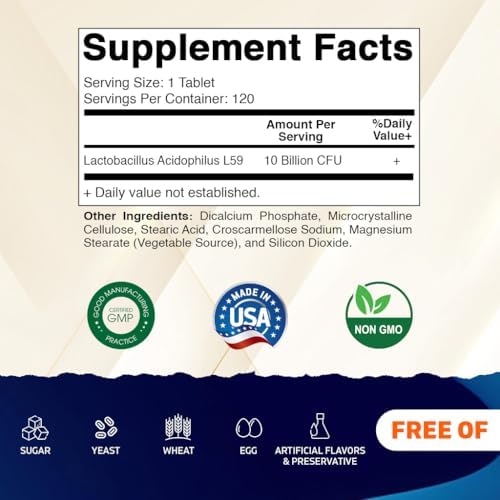 Vitamatic 2 Paquetes de Probióticos Acidophilus - 10 Mil Millones de UFC - 120 Tabletas - 5X Potencia - Suplemento Probiótico Diario, Apoya la Salud - imagen 2
