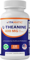 Suplemento de L-Theanine Vitamatic 400mg por Porción - 240 Tabletas - Sin OGM, Libre de Gluten - imagen 1