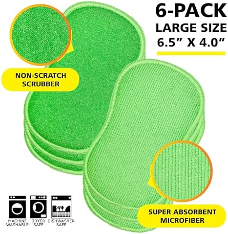 Esponjas de Microfibra Tub-N-Tile de Tuff-Scrub, Paquete Grande de 6, Multi-Superficie, No Rayan, Doble Cara, Lavables a Máquina, Duraderas - imagen 2