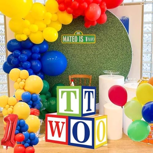 Set de 3 cajas de globos para 2do cumpleaños Zliisang - Bloques de números de fiesta callejera - 6x cajas - Rojo, Verde, Amarillo - imagen 5