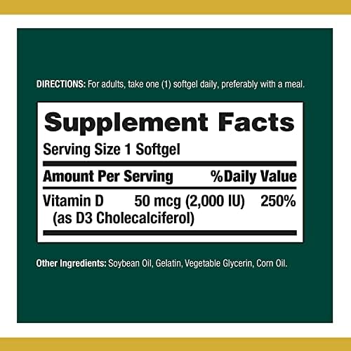 Vitaminas D de Nature's Bounty 2,000 IU en Softgels - imagen 2