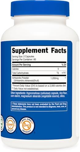 Suplemento de Schisandra Nutricost 1,200 mg por Porción, 120 Cápsulas (60 Porciones) - Extracto de Fruto de Baya, Vegano, Sin OGM, Sin Gluten - imagen 5