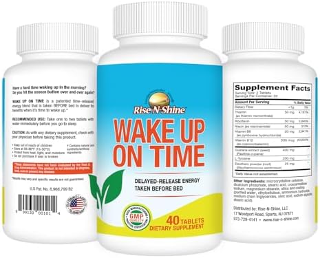 Rise-N-Shine Suplemento Energético para Despertar a Tiempo, Aumenta tu Alerta y Concentración con Cafeína Natural - 40 Tabletas - imagen 2