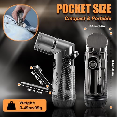 Encendedor LcFun a Prueba de Viento con Triple Llama Jet y Punch, Recargable para Camping y Caza, Regalos de San Valentín para Él - BUTANO NO INCLUIDO - imagen 4