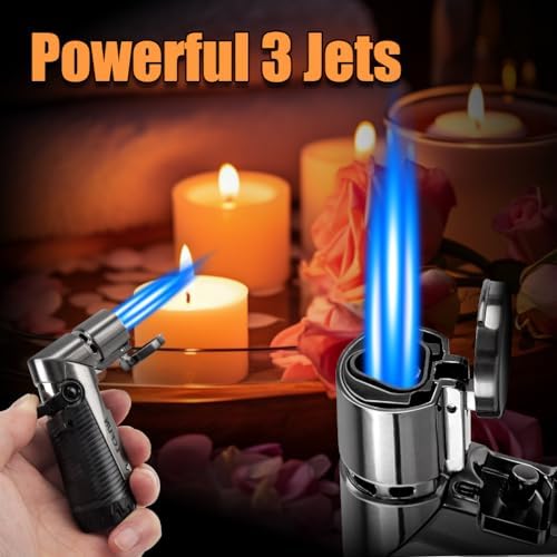 Encendedor LcFun a Prueba de Viento con Triple Llama Jet y Punch, Recargable para Camping y Caza, Regalos de San Valentín para Él - BUTANO NO INCLUIDO - imagen 5