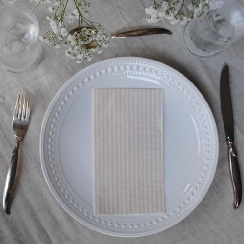 Servilletas de papel Striped Tan de Stxy en color beige (45 piezas, tinta apta para alimentos) - servilletas desechables para bodas y fiestas - imagen 2