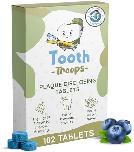 Tabletas Reveladoras de Placa para Niños y Adultos. 102 Unidades. Sabor Arándano. Probadas y Creadas por Dentistas. Fomentan Hábitos de Cepillado - imagen 1