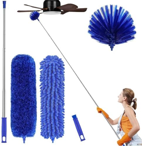 Kit de Limpiadores de Microfibra Profesional - Extensible 30-81 para Quitar Telarañas con 3 Cabezas Lavables, Diseño Flexible para Techos Altos, - imagen 1