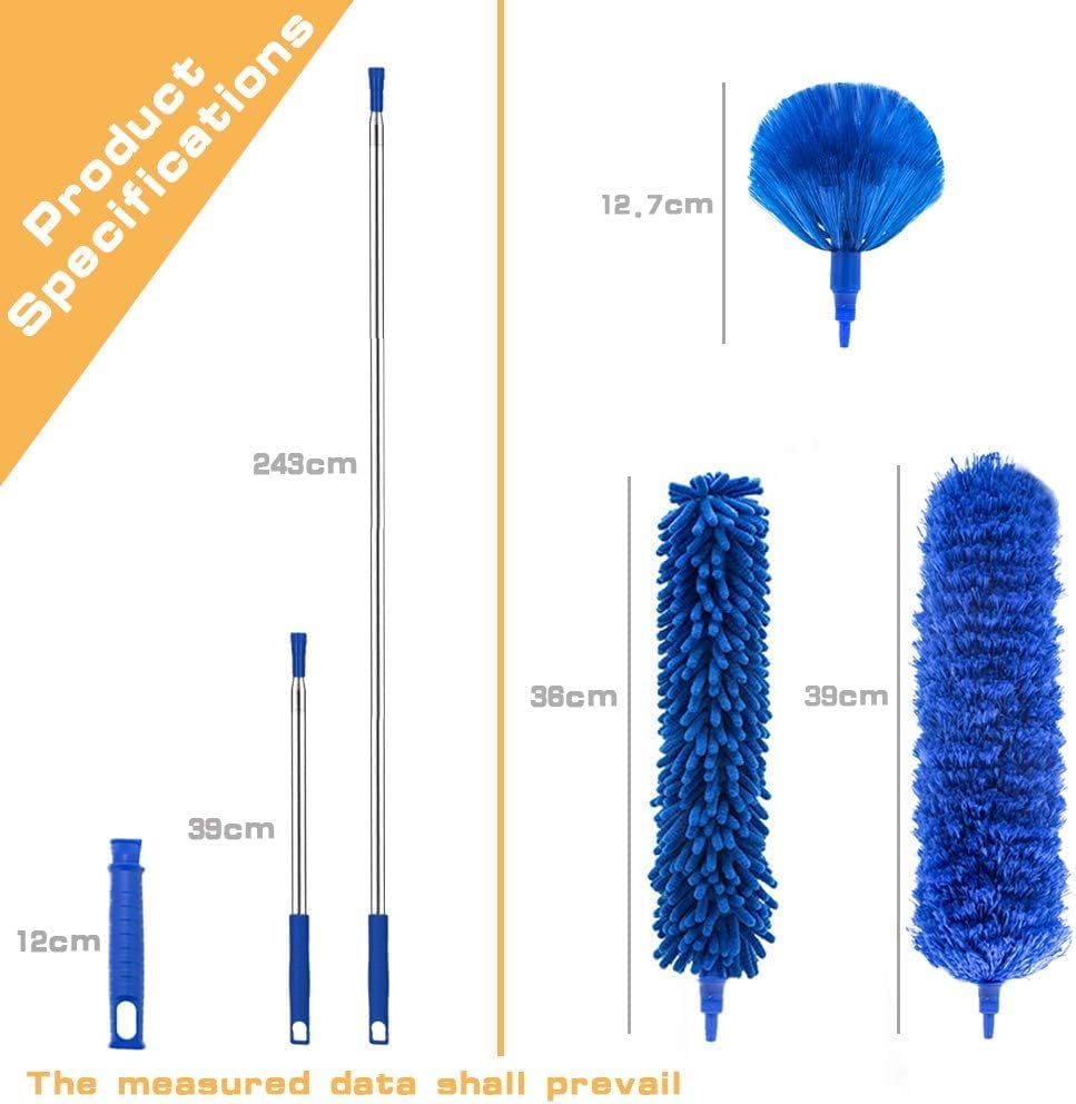 Kit de Limpiadores de Microfibra Profesional - Extensible 30-81 para Quitar Telarañas con 3 Cabezas Lavables, Diseño Flexible para Techos Altos, - imagen 3