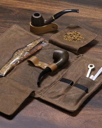 Funda de Lona Encera BS-VOG para 2 Pipas, Estuche Organizador para Tabaco con Soporte Plegable, Ideal para Viajes y Uso Diario (Pipas No Incluidas) - imagen 2