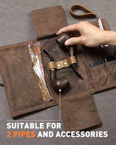 Funda de Lona Encera BS-VOG para 2 Pipas, Estuche Organizador para Tabaco con Soporte Plegable, Ideal para Viajes y Uso Diario (Pipas No Incluidas) - imagen 3