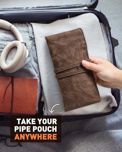 Funda de Lona Encera BS-VOG para 2 Pipas, Estuche Organizador para Tabaco con Soporte Plegable, Ideal para Viajes y Uso Diario (Pipas No Incluidas) - imagen 4