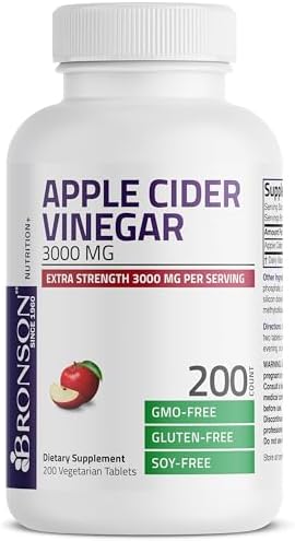 Vinagre de Sidra de Manzana Bronson 3000 MG por Porción - Extra Fuerte, No GMO, 200 Tabletas Vegetarianas - imagen 5
