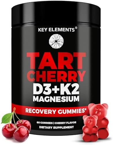 Gomitas de Cereza Ácida KEY ELEMENTS con Vitamina D3 K2 5000 IU y Magnesio - Apoyo para Sueño, Huesos e Inmunidad - Sin OGM, Sin Gluten, Sin Azúcar - imagen 1