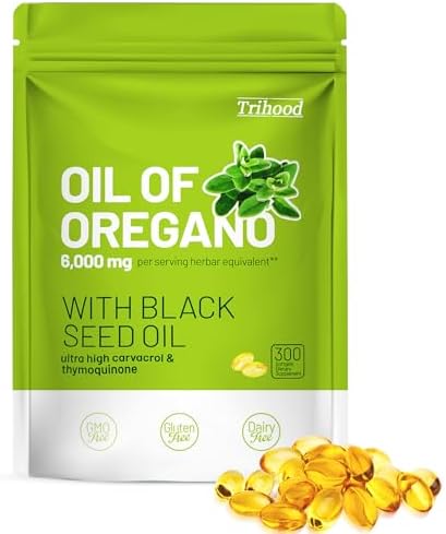 Suplemento Trihood de Aceite de Orégano y Aceite de Semilla Negra en Softgels 300, Mezcla de Carvacrol y Timoquinona, Apoya el Sistema Inmunológico, - imagen 1