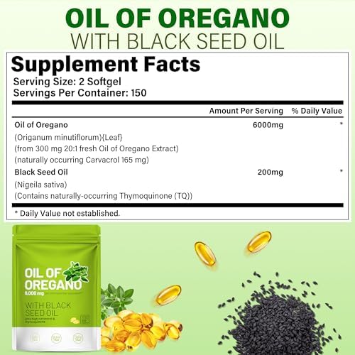 Suplemento Trihood de Aceite de Orégano y Aceite de Semilla Negra en Softgels 300, Mezcla de Carvacrol y Timoquinona, Apoya el Sistema Inmunológico, - imagen 8