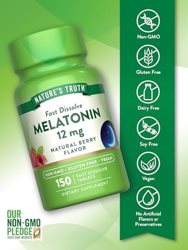Melatonina Nature's Truth 12 mg | 150 Tabletas | Disolución Rápida | Sabor Natural a Baya | Suplemento Vegano, Sin OGM y Sin Gluten para Adultos - imagen 3