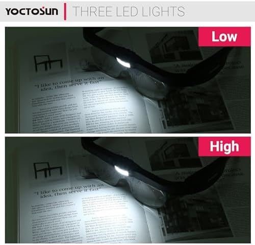 Lentes de Aumento YOCTOSUN con Luz, Lentes de Cabeza Recargables con 3 LED y Lentes Desmontables 1.5X, 2.5X, 3.5X, 5X para Manualidades y Joyería - imagen 4