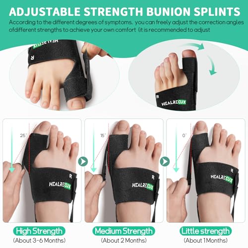 Corrector de Juanetes Healrecux para Mujeres y Hombres, Férula para Dedo Grande, Alivio de Juanetes y Corrección de Hallux Valgus, Soporte Día y Noche - imagen 3