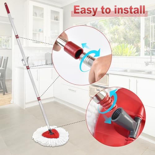 Mango de Repuesto para Mop Ocedar, Mango de 4 Secciones y Base para Mop O Cedar, Varilla Ajustable de 30 a 58 para Mop Cedar - imagen 6